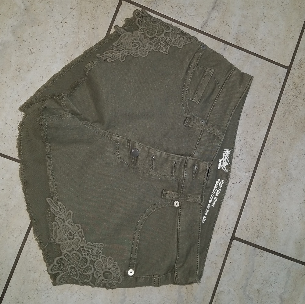 Mossimo HighRise Olive Shorts w/ Crochet Detail
